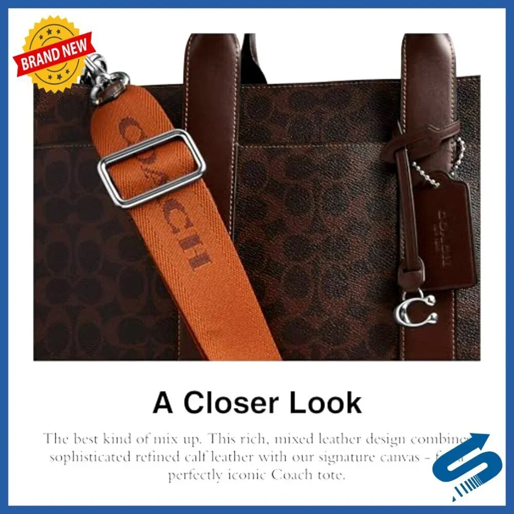 Men's Signature Canvas Tote Bag with Laptop Compartment & Detachable Strap